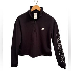 Adidas Essential Women's Fleece Loose Cropped 1/4-Zip Pullover Size Medium